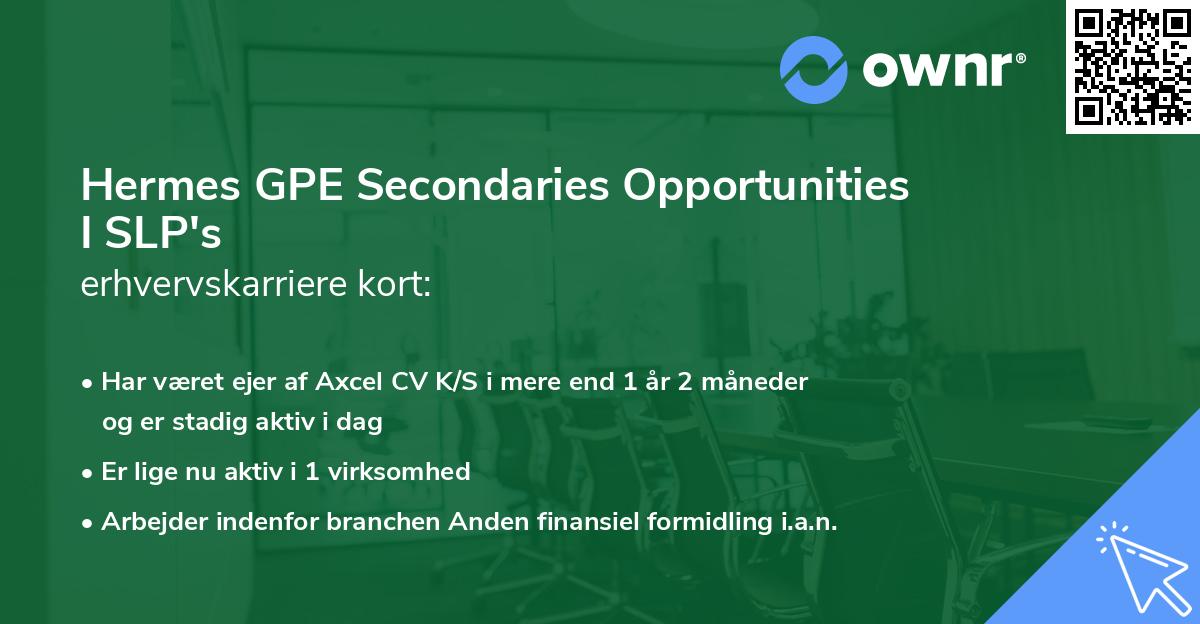 Hermes GPE Secondaries Opportunities I SLP's erhvervskarriere kort