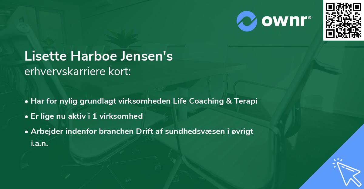 Lisette Harboe Jensen's erhvervskarriere kort
