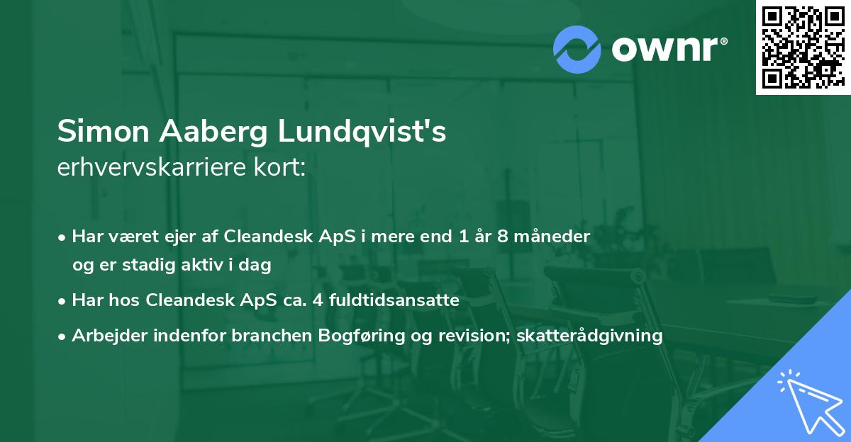 Simon Aaberg Lundqvist's erhvervskarriere kort