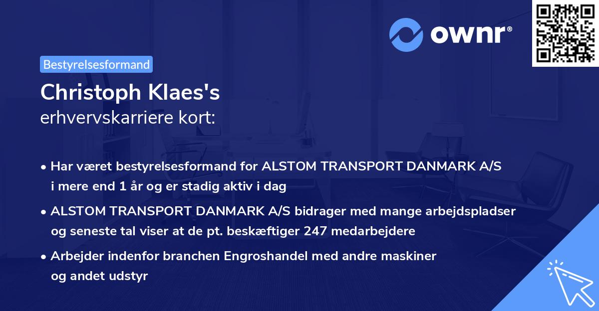 Christoph Klaes's erhvervskarriere kort