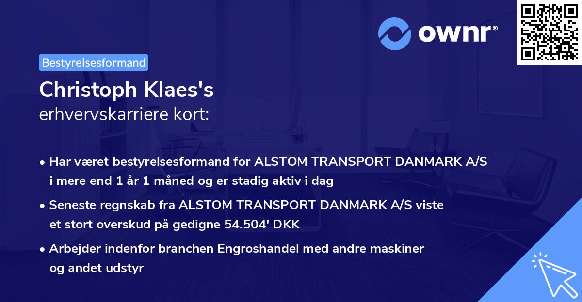 Christoph Klaes's erhvervskarriere kort