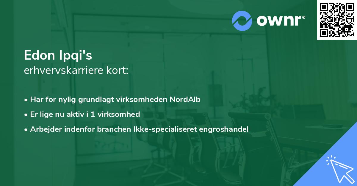 Edon Ipqi's erhvervskarriere kort