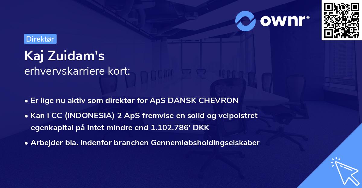 Kaj Zuidam's erhvervskarriere kort