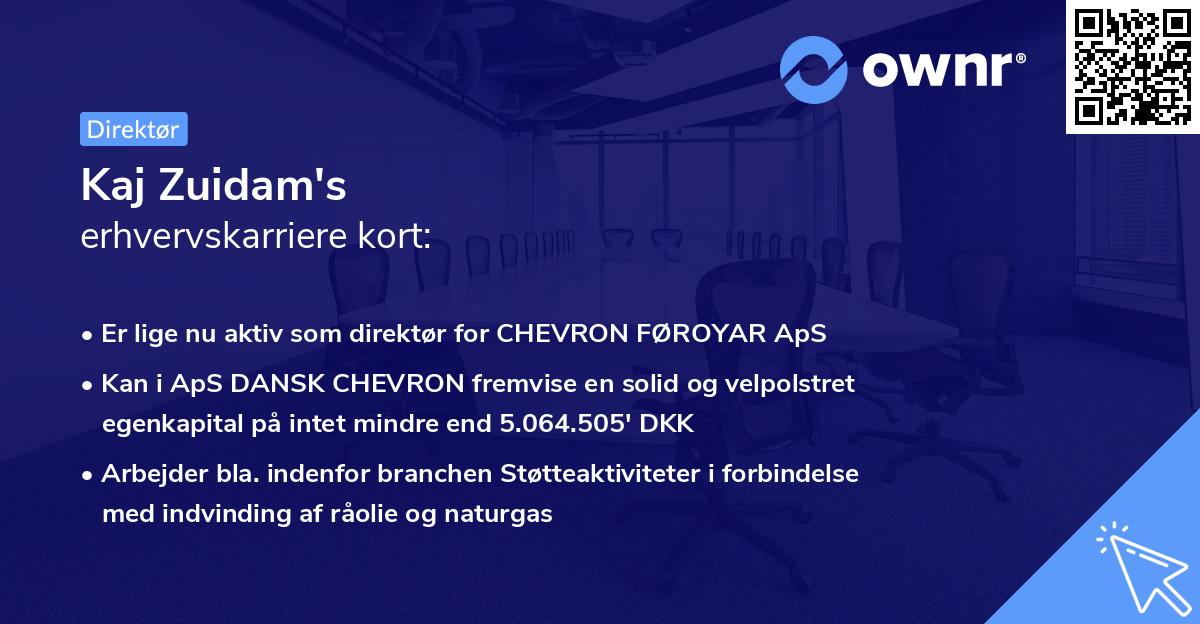 Kaj Zuidam's erhvervskarriere kort