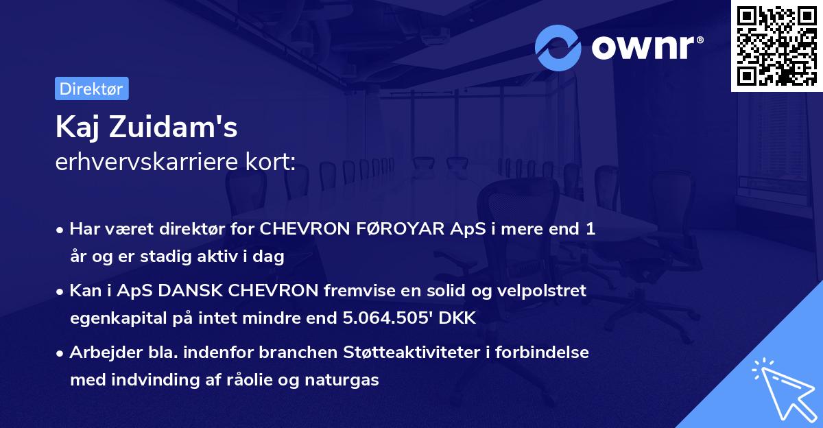 Kaj Zuidam's erhvervskarriere kort