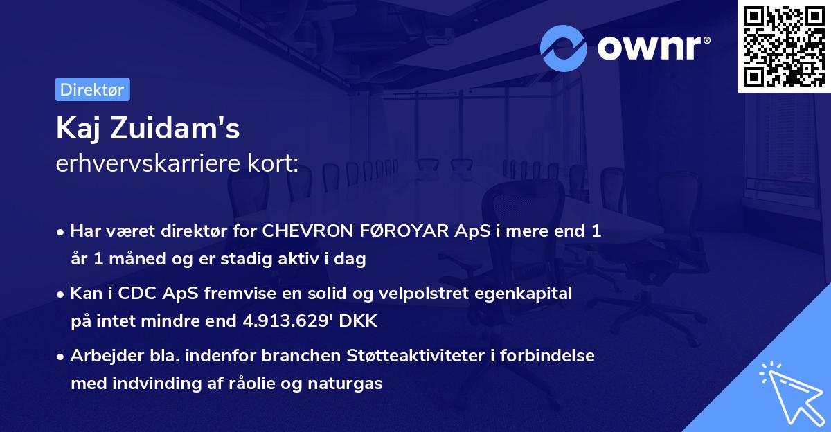 Kaj Zuidam's erhvervskarriere kort