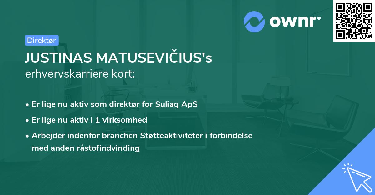 JUSTINAS MATUSEVIČIUS's erhvervskarriere kort