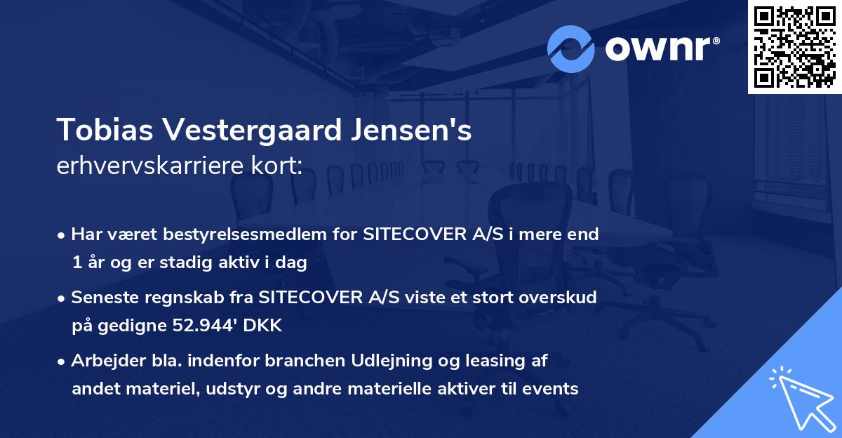 Tobias Vestergaard Jensen's erhvervskarriere kort