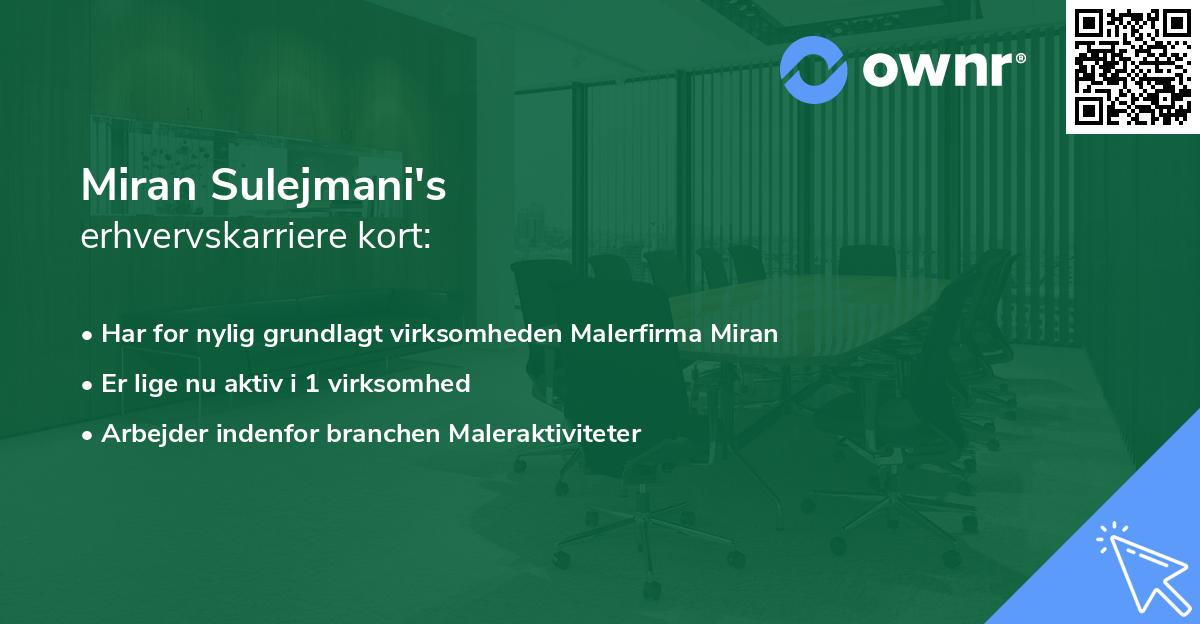 Miran Sulejmani's erhvervskarriere kort