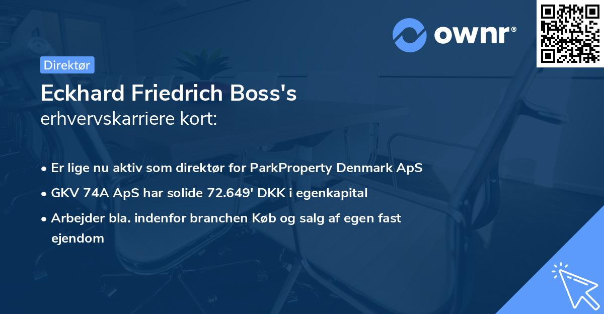 Eckhard Friedrich Boss's erhvervskarriere kort