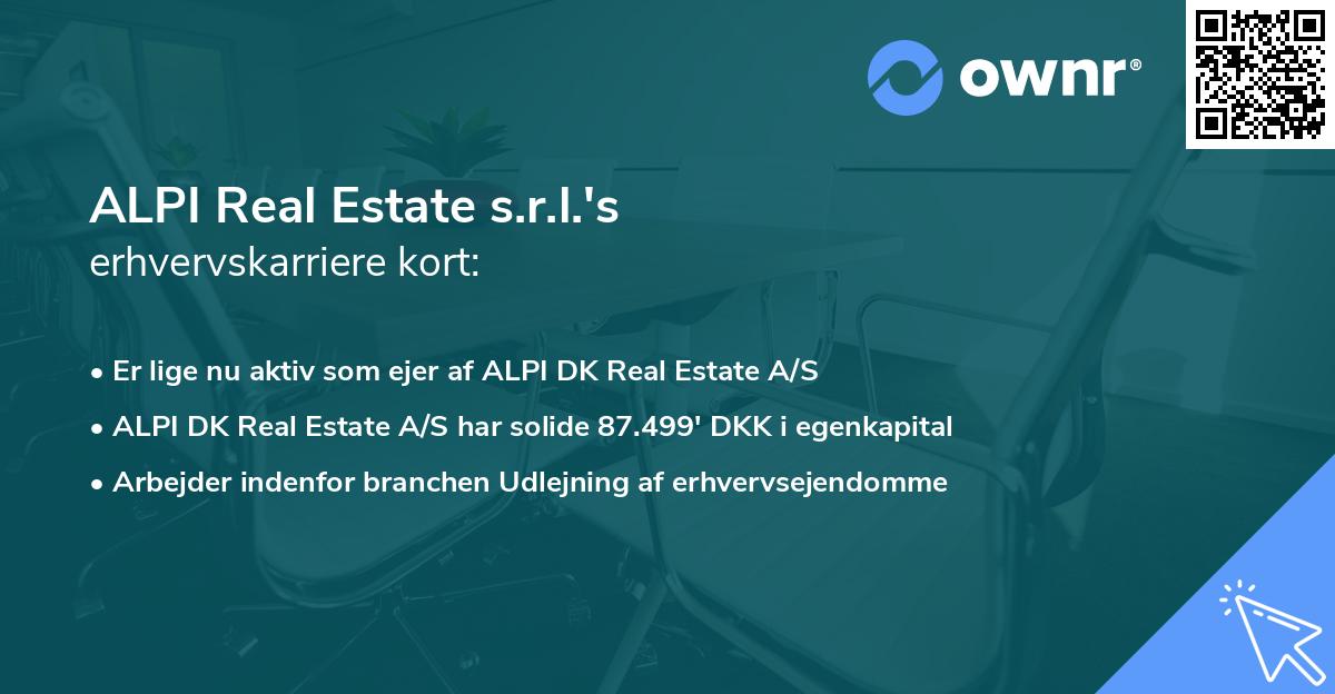 ALPI Real Estate s.r.l.'s erhvervskarriere kort