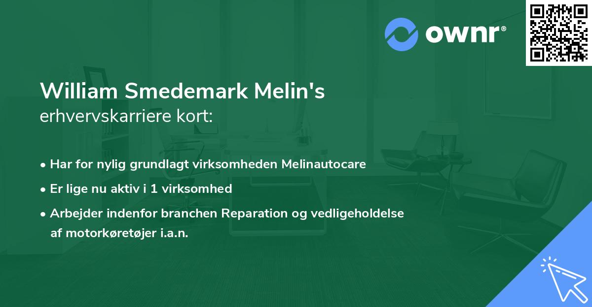 William Smedemark Melin's erhvervskarriere kort