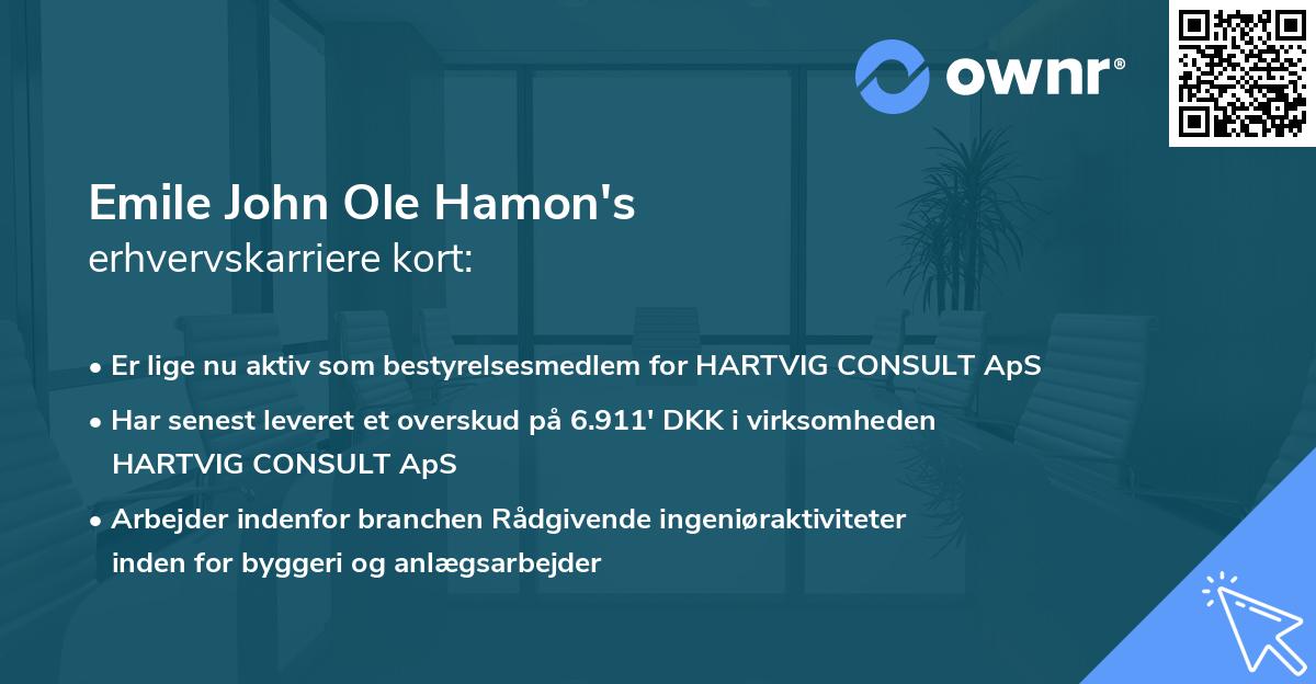 Emile John Ole Hamon's erhvervskarriere kort