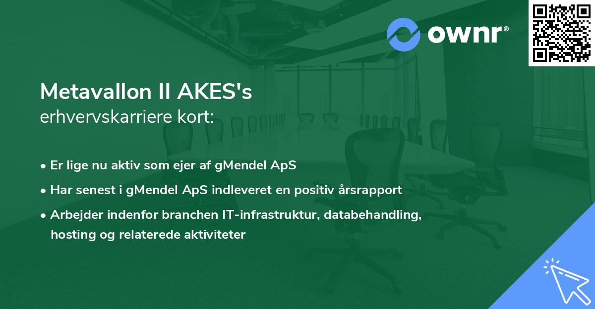Metavallon II AKES's erhvervskarriere kort