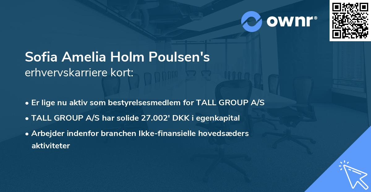 Sofia Amelia Holm Poulsen's erhvervskarriere kort