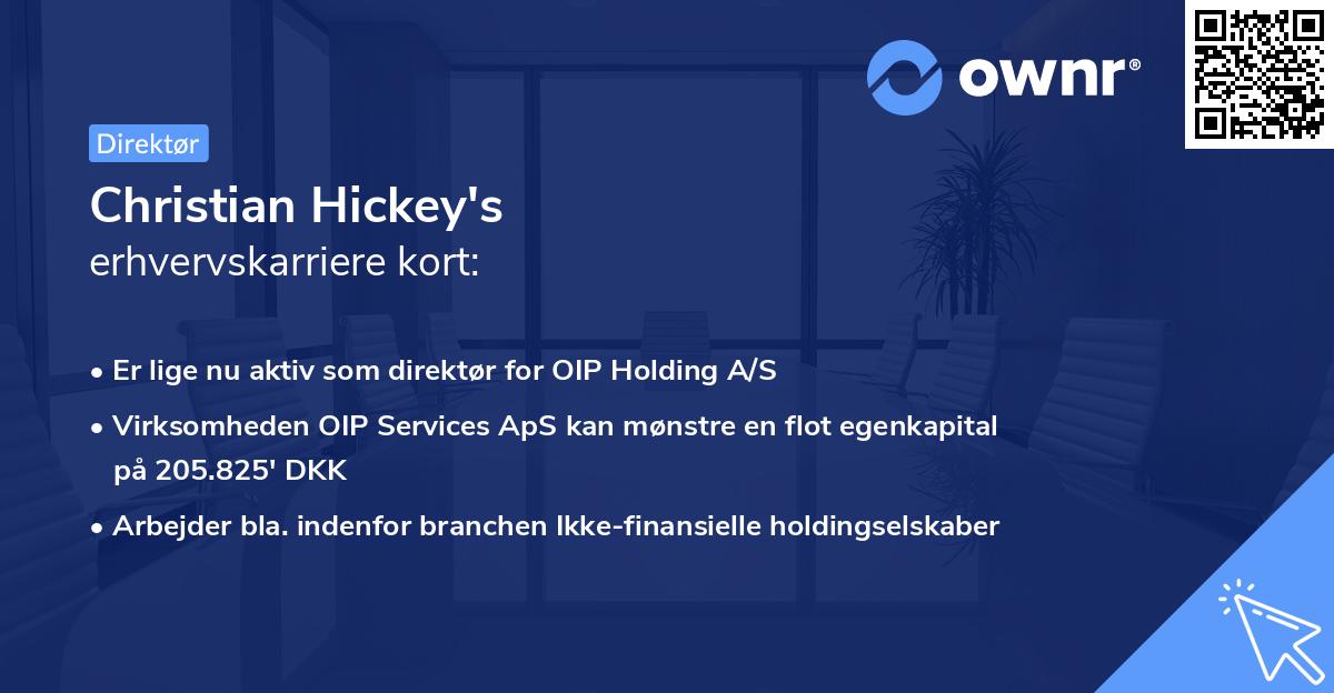 Christian Hickey's erhvervskarriere kort