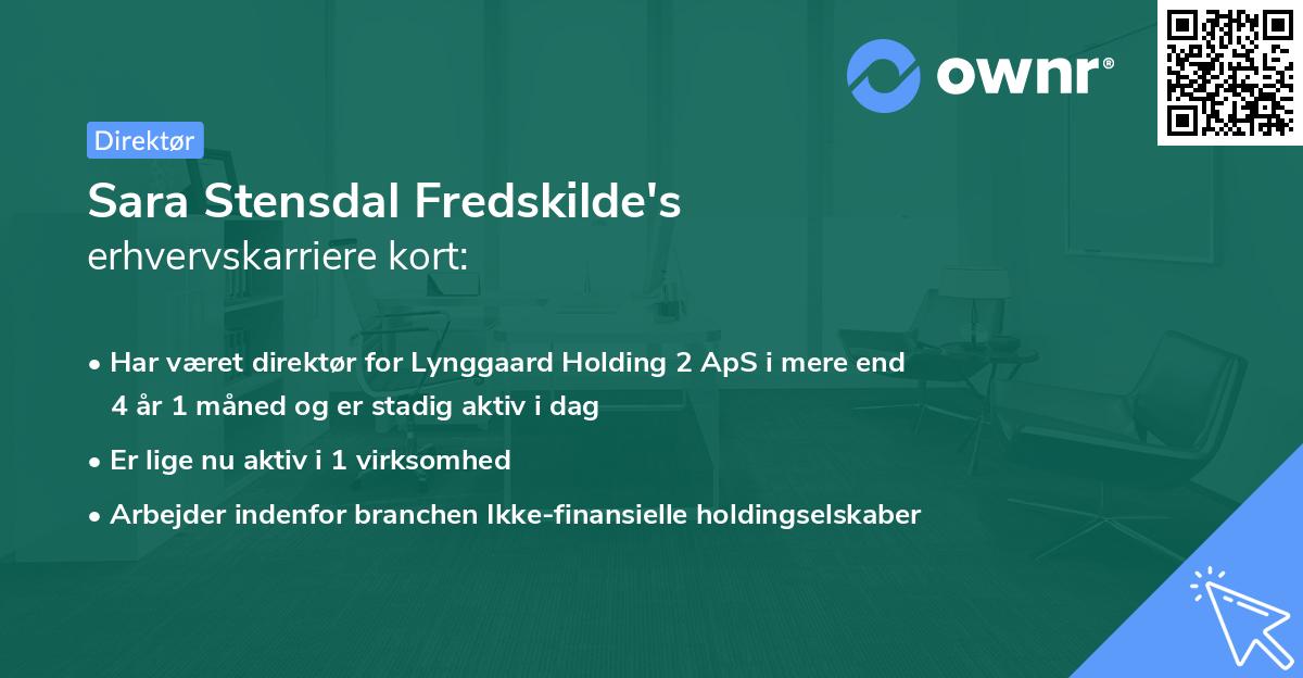 Sara Stensdal Fredskilde's erhvervskarriere kort