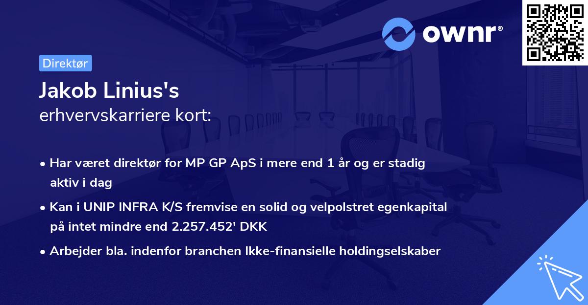 Jakob Linius's erhvervskarriere kort