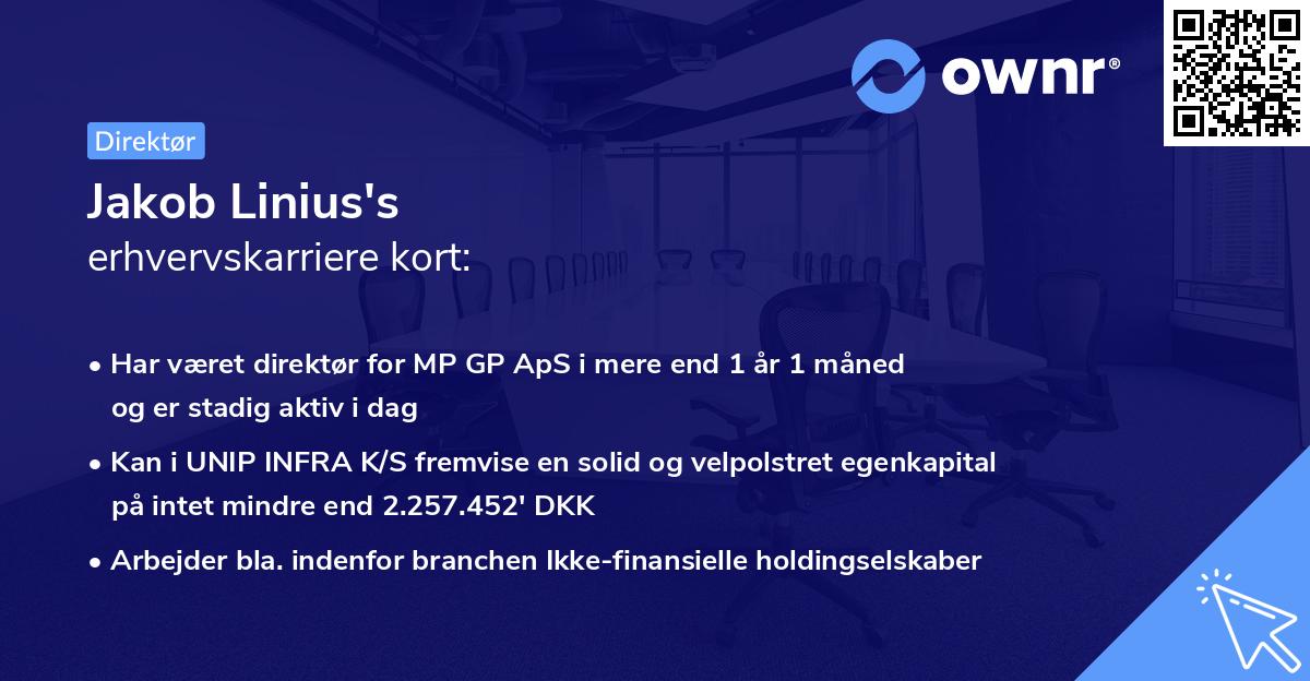 Jakob Linius's erhvervskarriere kort
