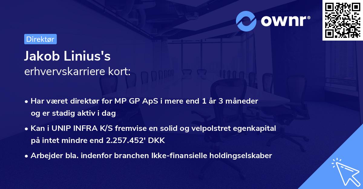 Jakob Linius's erhvervskarriere kort