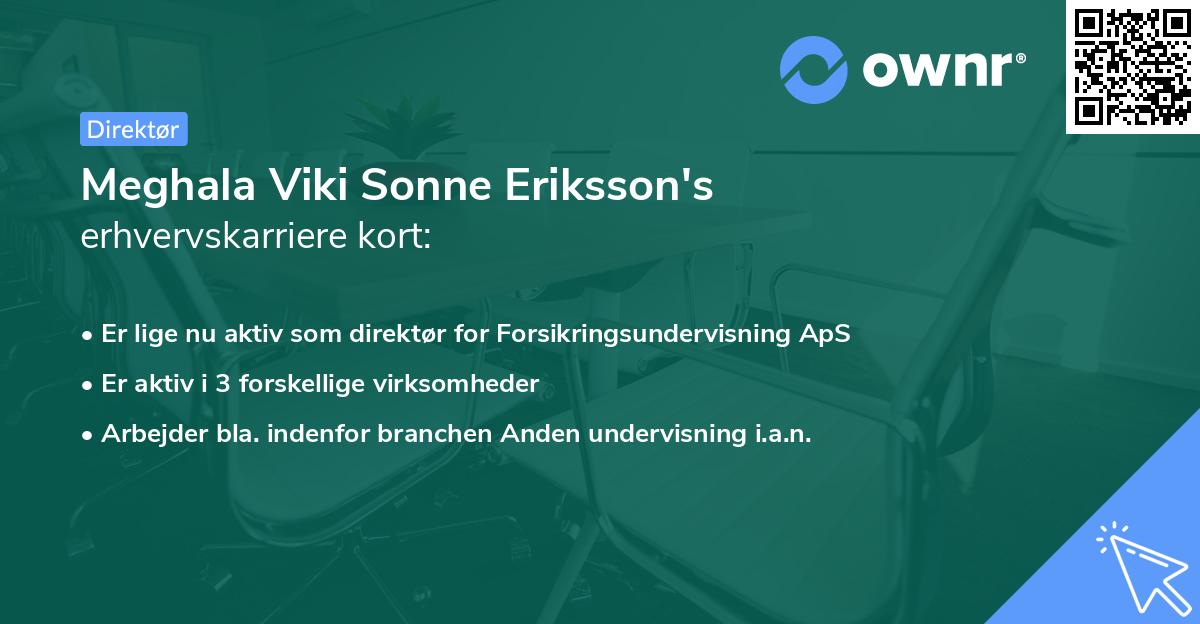 Meghala Viki Sonne Eriksson's erhvervskarriere kort