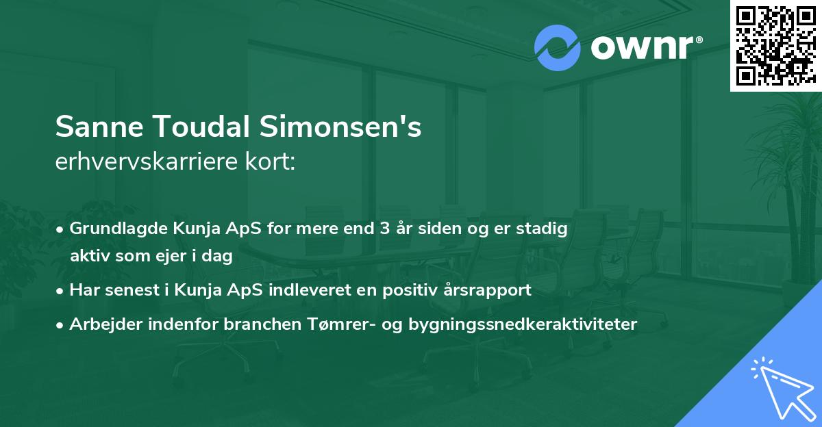 Sanne Toudal Simonsen's erhvervskarriere kort