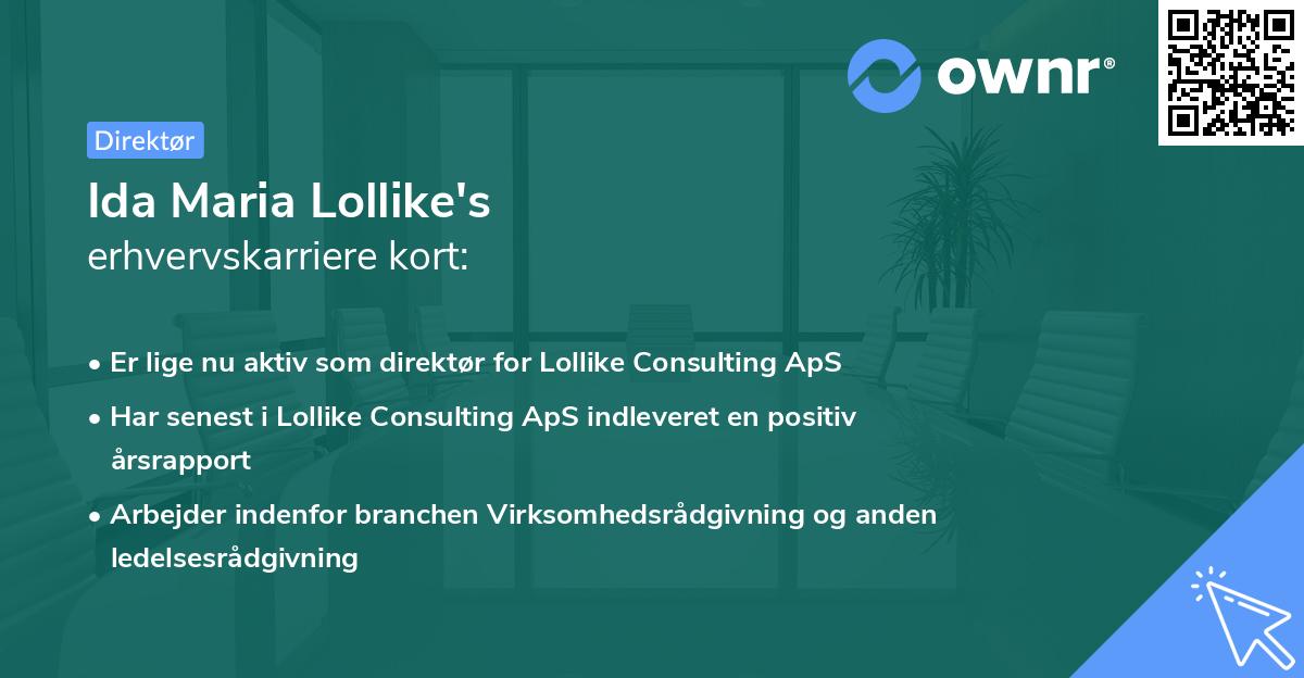 Ida Maria Lollike's erhvervskarriere kort