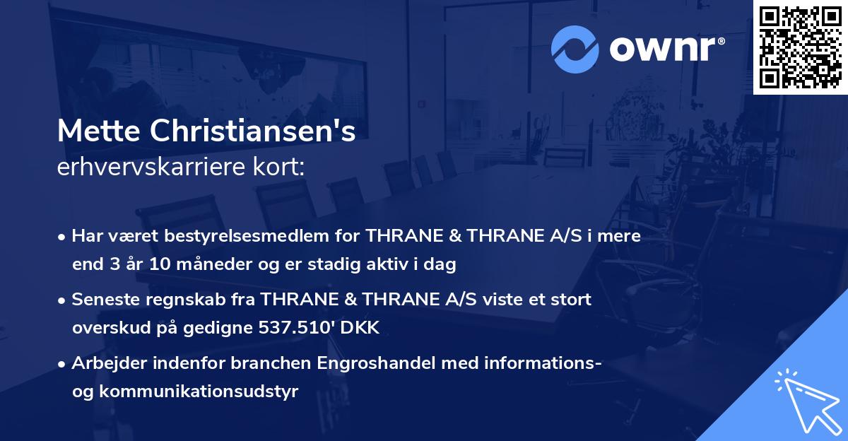 Mette Christiansen's erhvervskarriere kort