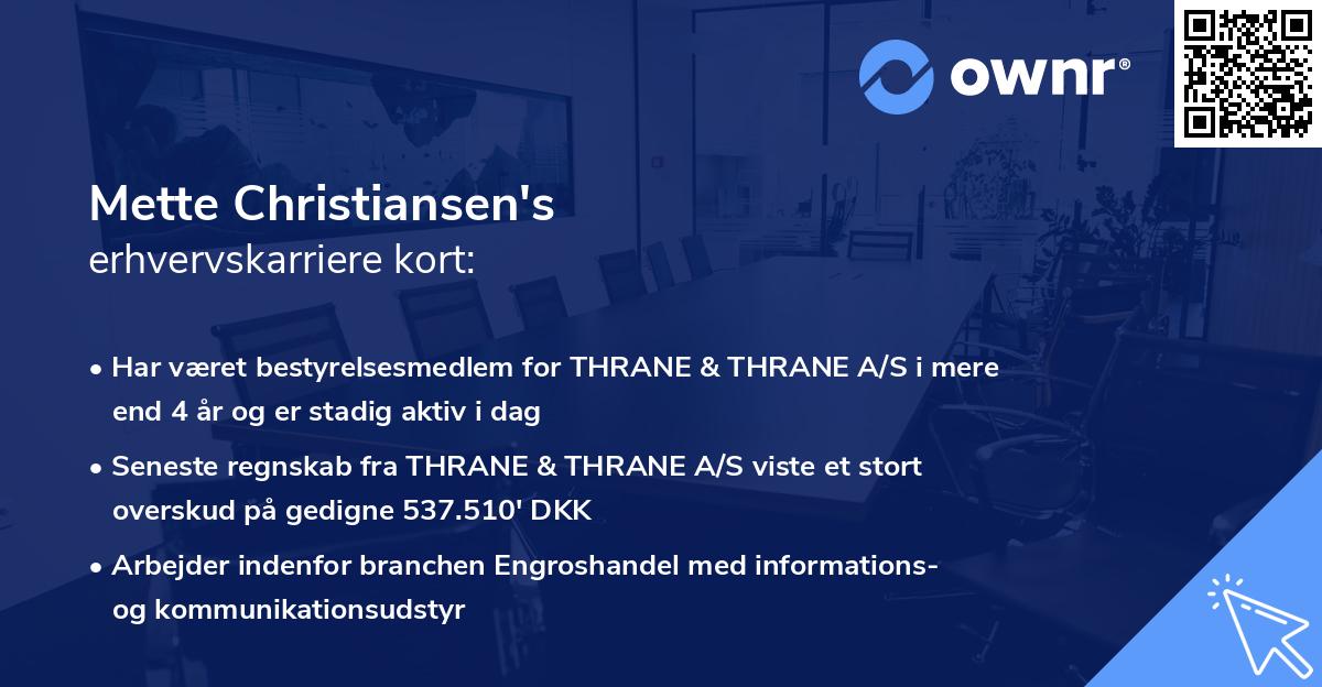 Mette Christiansen's erhvervskarriere kort