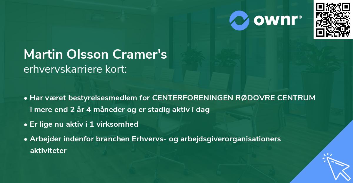 Martin Olsson Cramer's erhvervskarriere kort