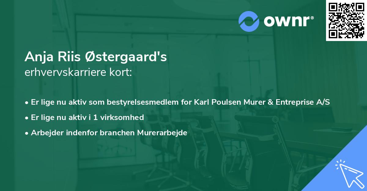 Anja Riis Østergaard's erhvervskarriere kort