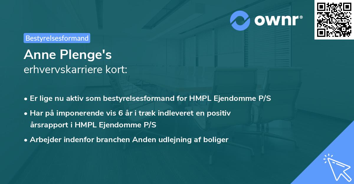 Anne Plenge's erhvervskarriere kort