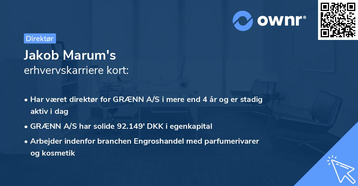 Jakob Marum's erhvervskarriere kort