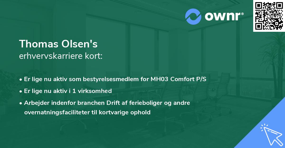 Thomas Olsen's erhvervskarriere kort
