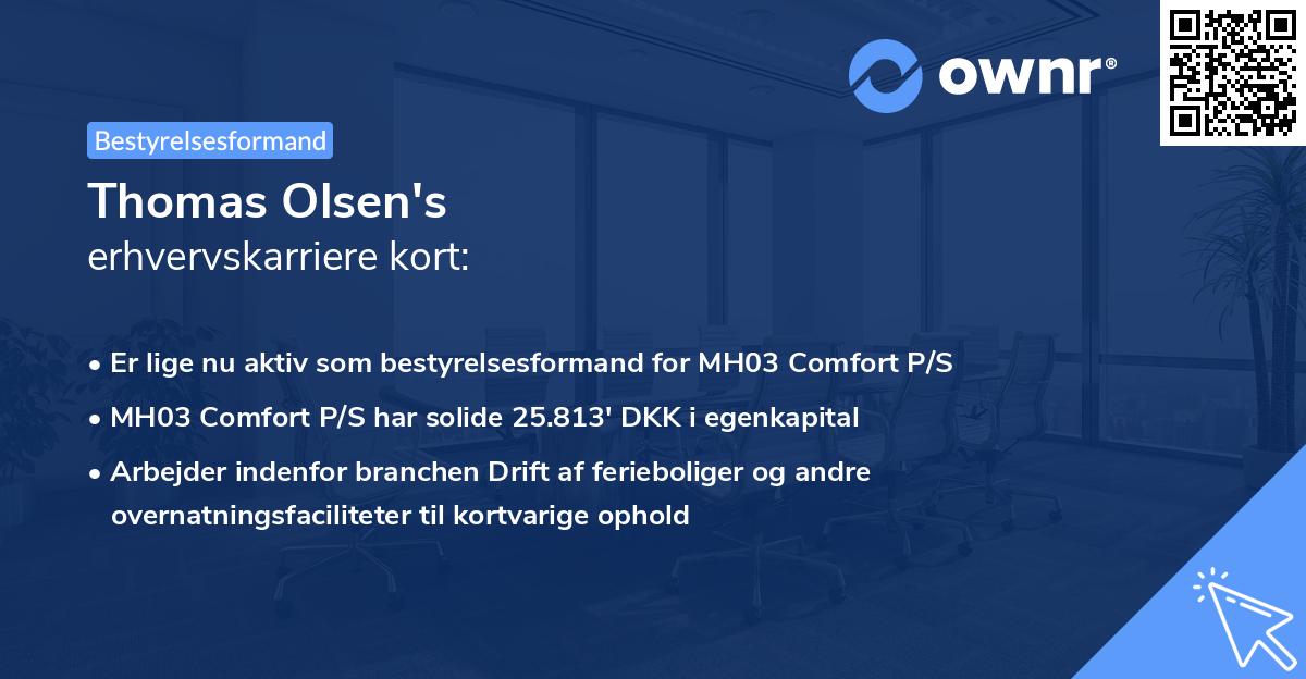 Thomas Olsen's erhvervskarriere kort