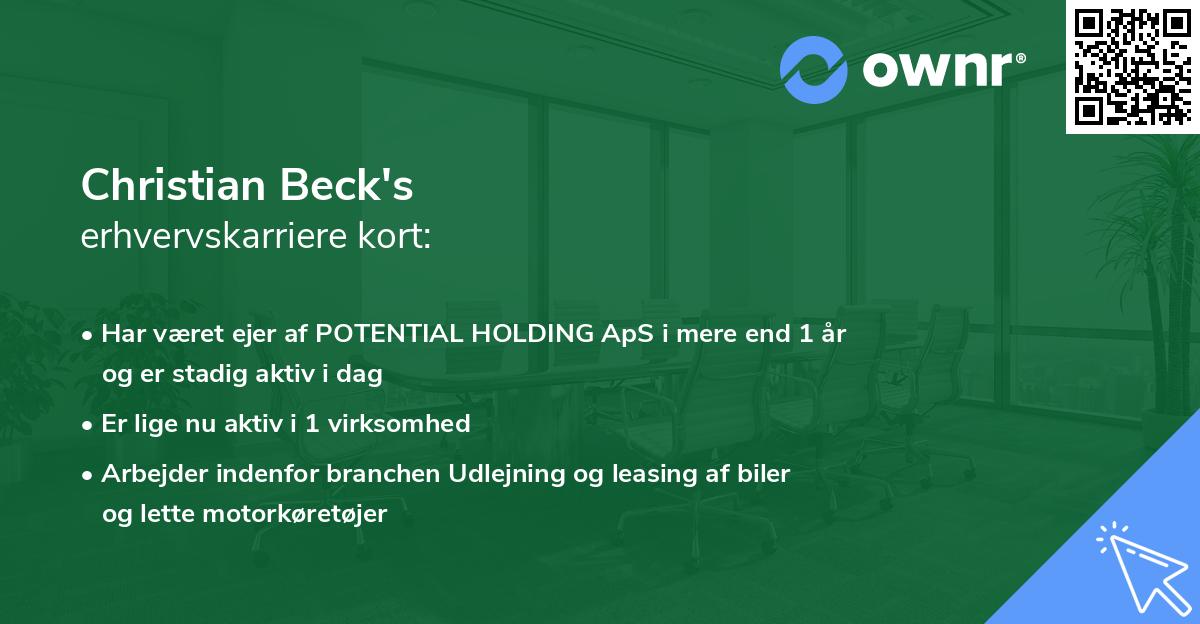 Christian Beck's erhvervskarriere kort