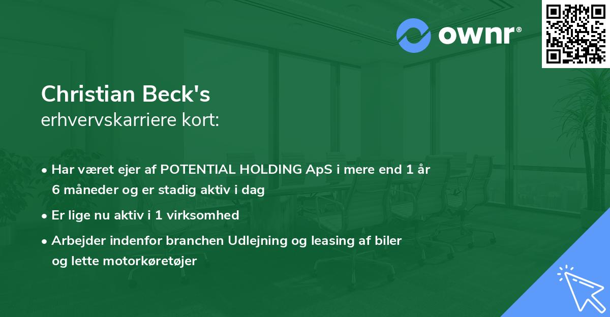 Christian Beck's erhvervskarriere kort