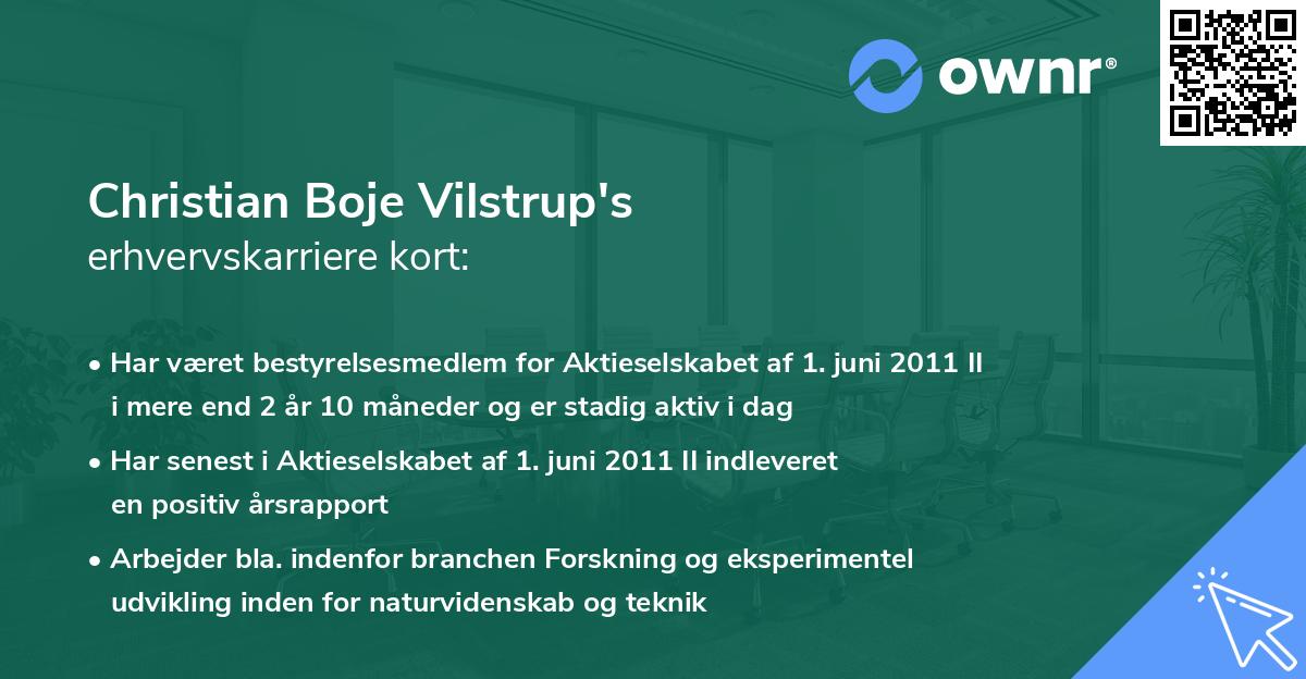 Christian Boje Vilstrup's erhvervskarriere kort