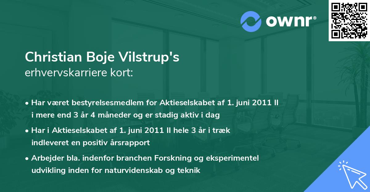 Christian Boje Vilstrup's erhvervskarriere kort