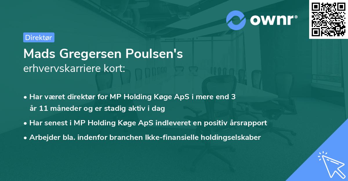 Mads Gregersen Poulsen's erhvervskarriere kort