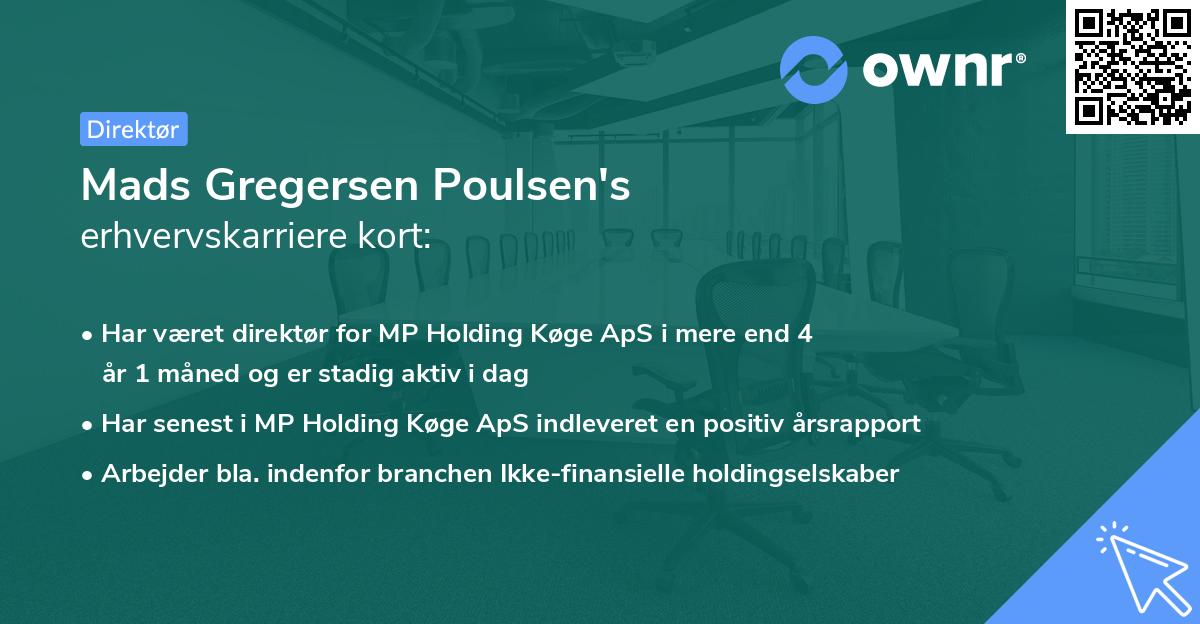 Mads Gregersen Poulsen's erhvervskarriere kort