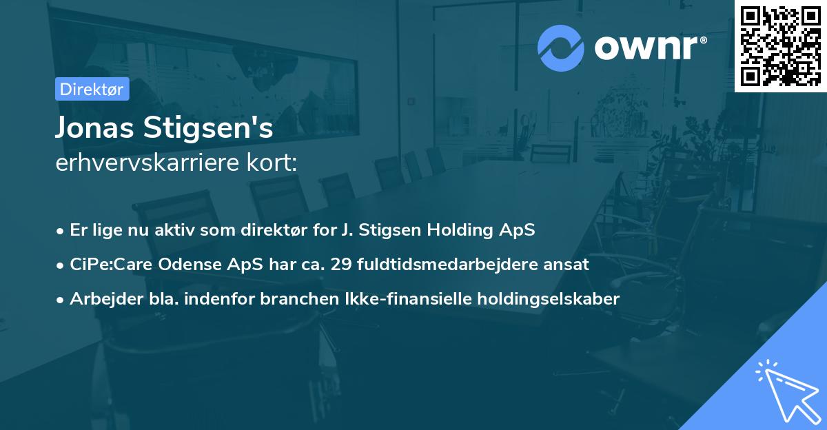 Jonas Stigsen's erhvervskarriere kort