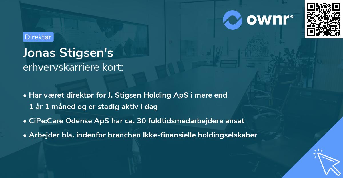 Jonas Stigsen's erhvervskarriere kort