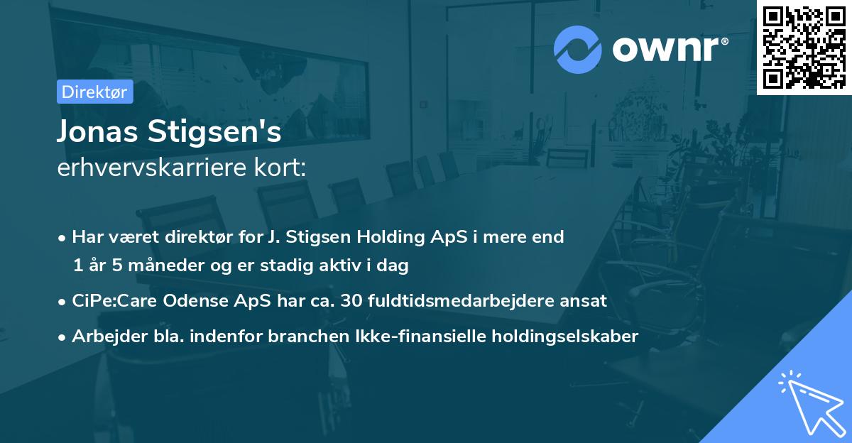 Jonas Stigsen's erhvervskarriere kort
