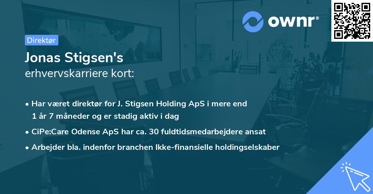 Jonas Stigsen's erhvervskarriere kort