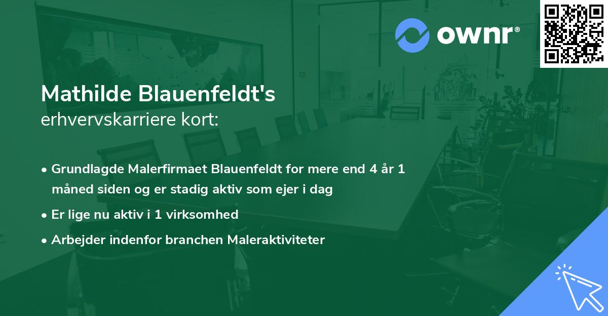 Mathilde Blauenfeldt's erhvervskarriere kort