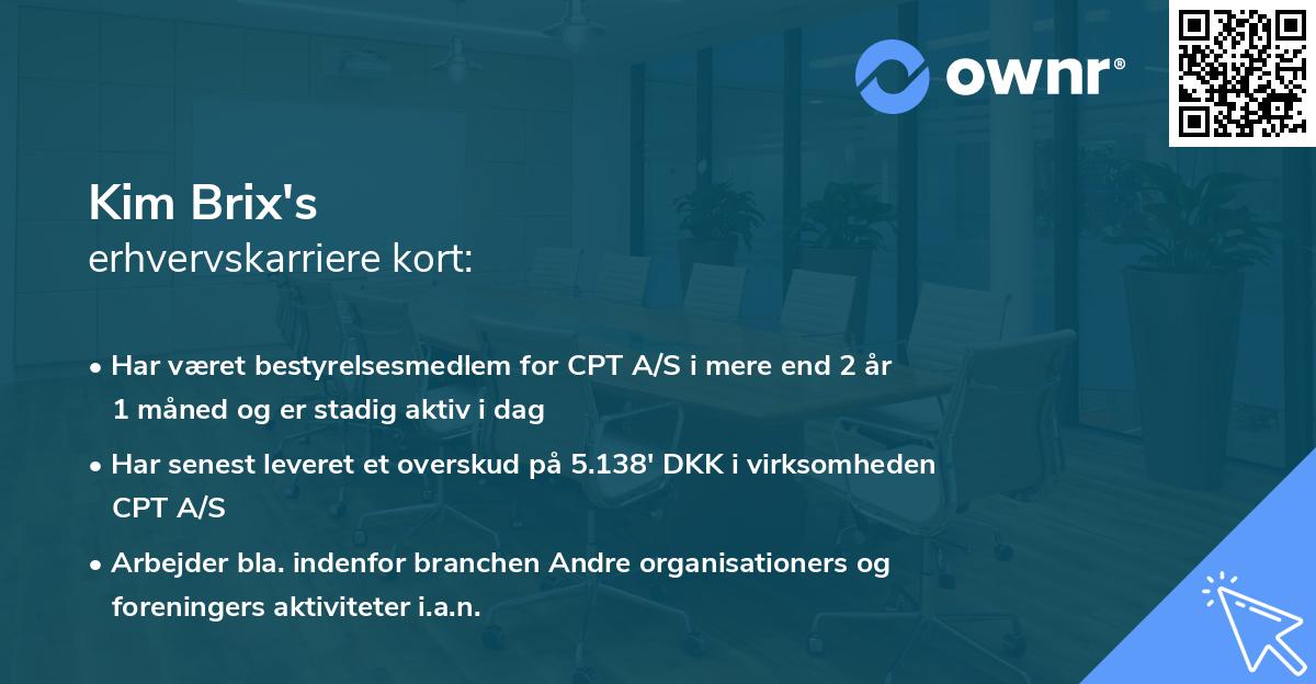 Kim Brix's erhvervskarriere kort