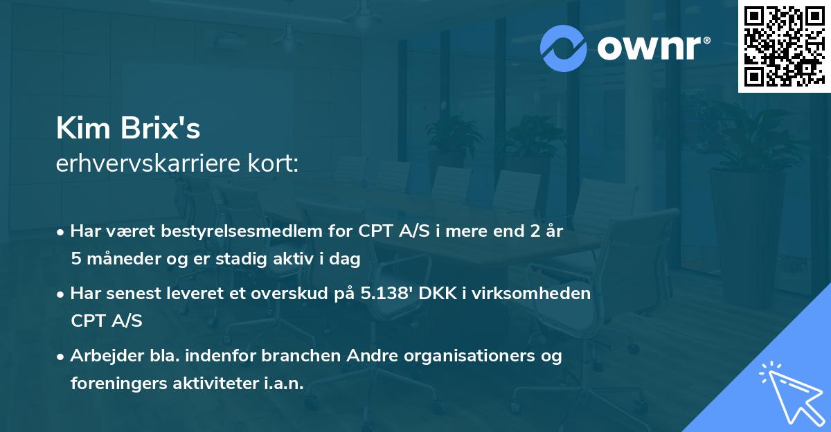 Kim Brix's erhvervskarriere kort