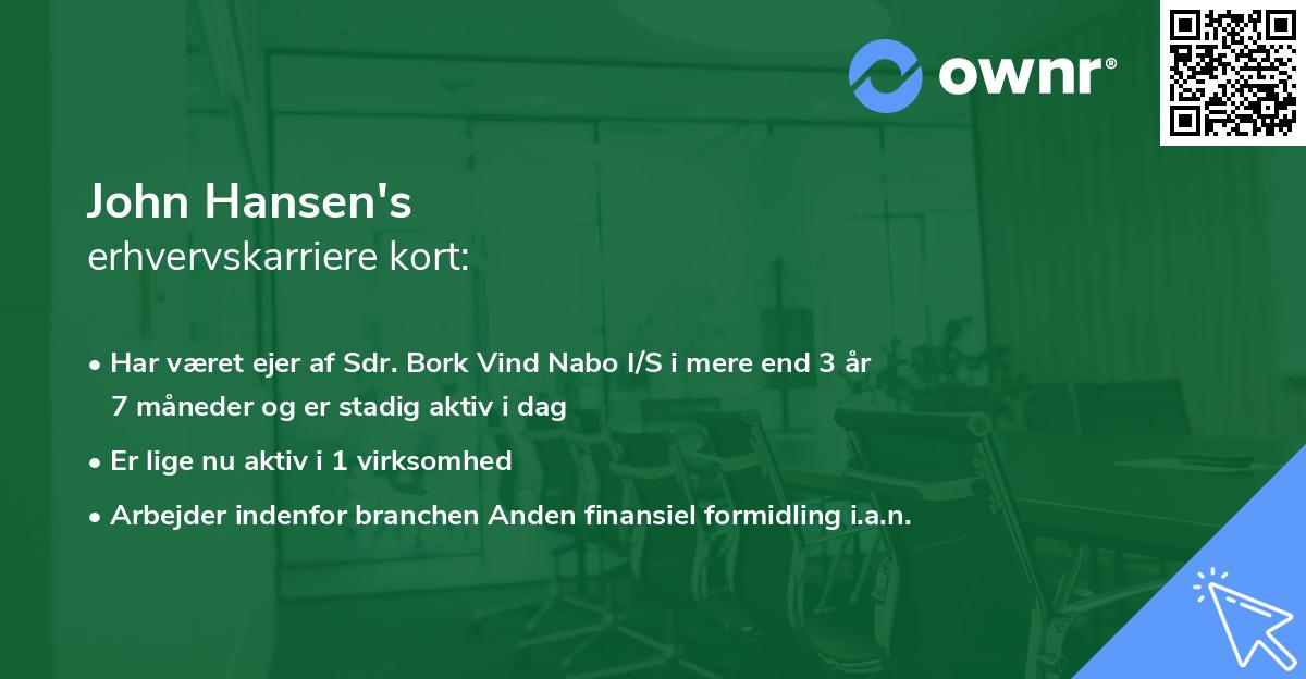John Hansen's erhvervskarriere kort