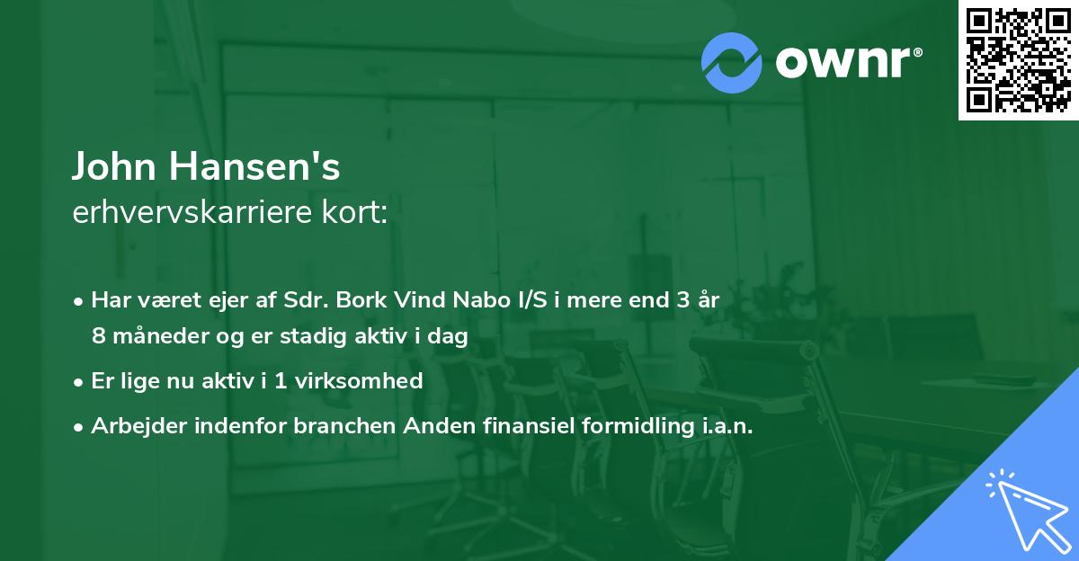 John Hansen's erhvervskarriere kort
